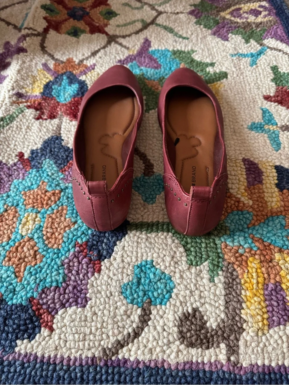 Lucky Brand Red Leather Cayna Studded Ballet Flats Size 8 Like New